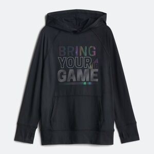 Long sleeve graphic hoodie, black, boys large (12-14)